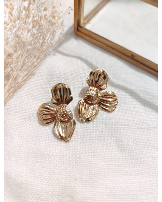 Boucles d'Oreilles Fleur Dorées