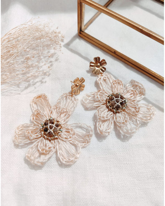 Boucles d'Oreilles Raphia Fleur