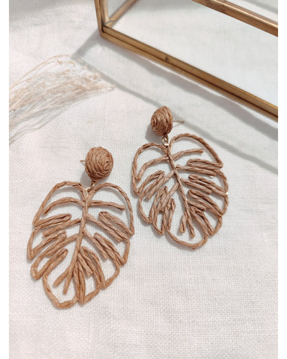 Boucles d'oreilles "Raphia Monstera"