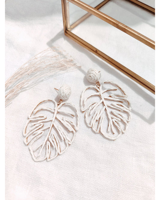 Boucles d'oreilles "Raphia Monstera"
