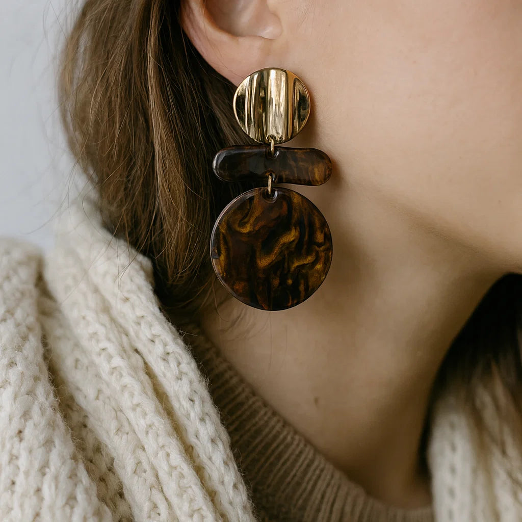 Boucles Rondes Marron Doré