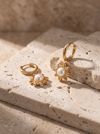 Boucles pierre naturelle de 3,5 cm portées, nacre ou œil de tigre