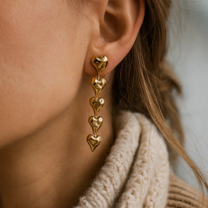 Boucles Multi-Cœurs Dorés