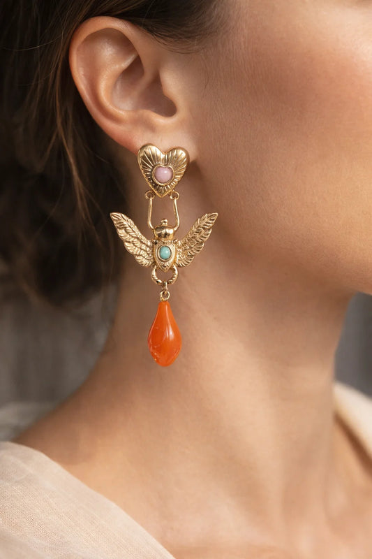 Boucles Scarabée Corail