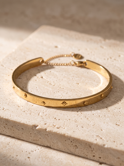 Bracelet jonc doré fin de 0,5 cm, acier inoxydable, packshot