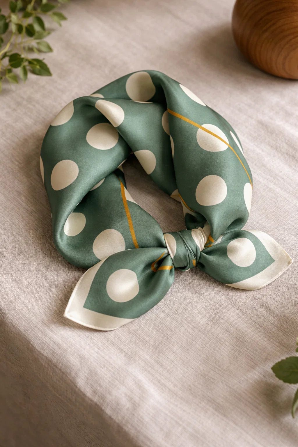 Carré de Foulard Pois Vert