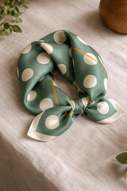 Carré de Foulard Pois Vert