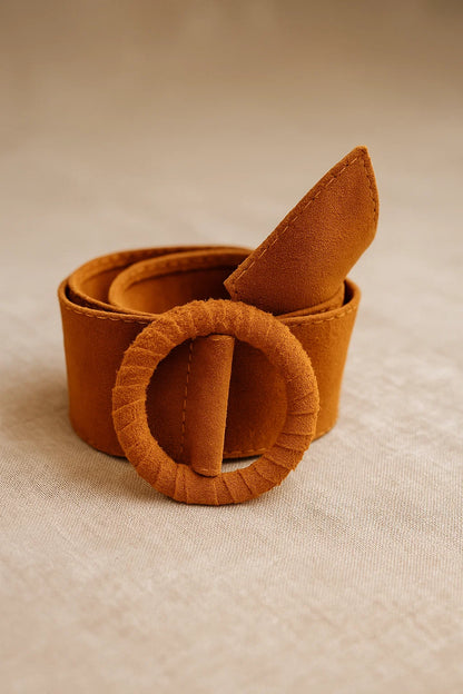 Ceinture Large Unie en Cuir