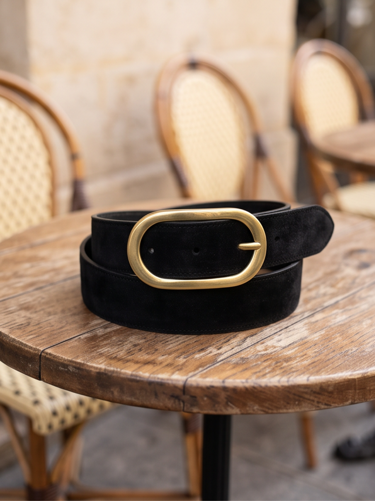 Ceinture Cuir Boucle Ovale Daim