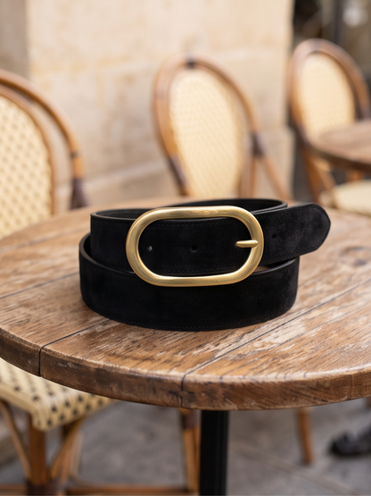 Ceinture Cuir Boucle Ovale Daim