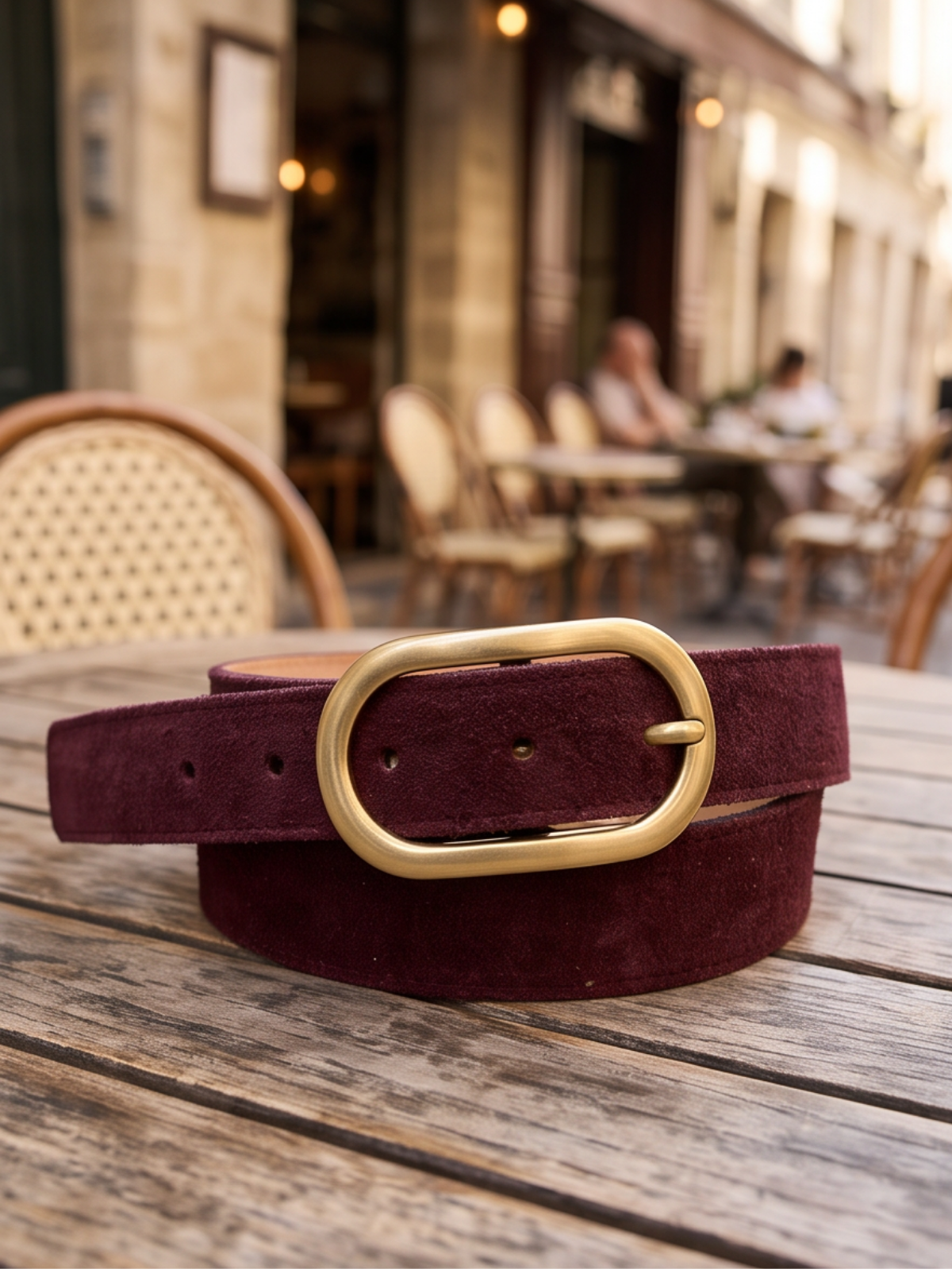 Ceinture Cuir Boucle Ovale Daim