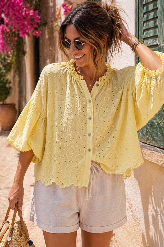 Chemise Manches Ballons Brodée