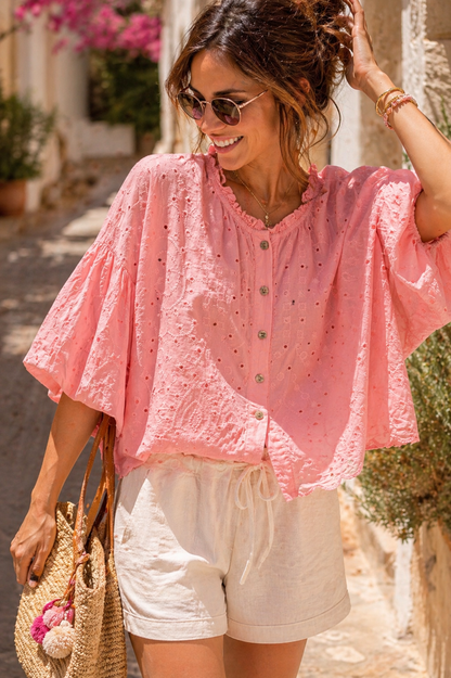 Chemise Manches Ballons Brodée