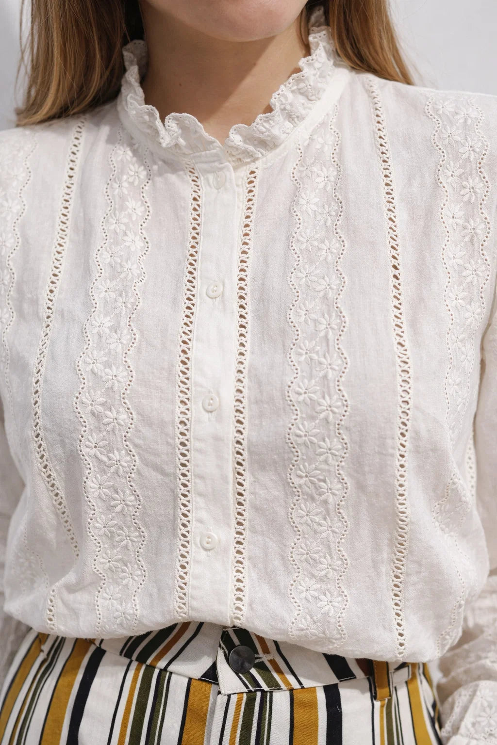 Chemise Brodée Femme Écru