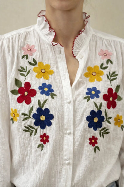 Chemise Blanche Fleurie
