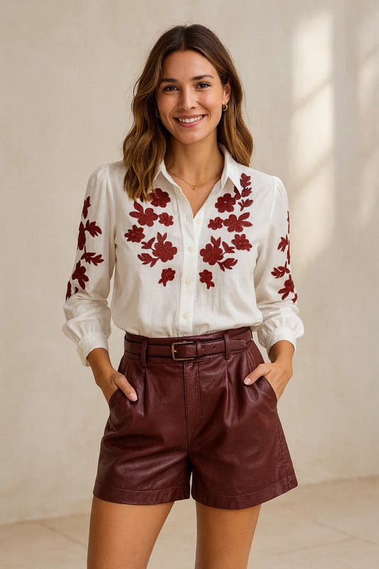 Chemise Fleurs Rouge ou Marron