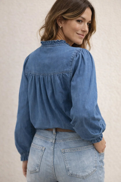 Chemise Bleue Brodée