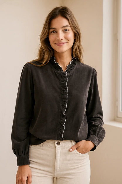 Chemise Col Volanté