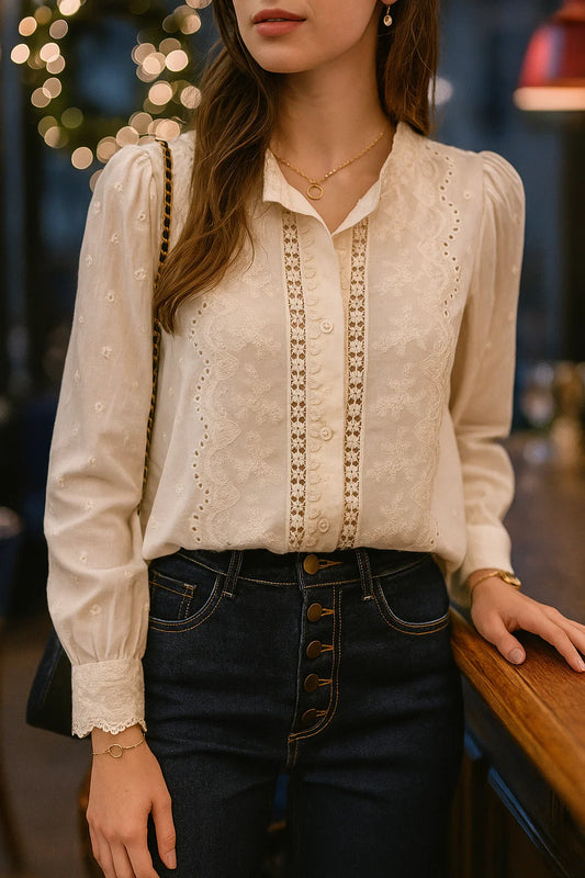 Chemise Brodée Beige