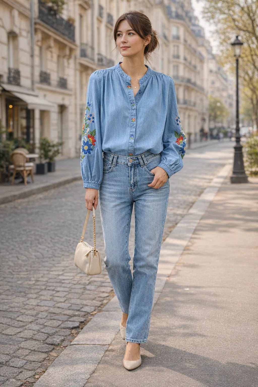 Chemise Brodée Bleue