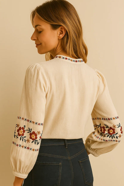 Chemise Manches Brodées Coton