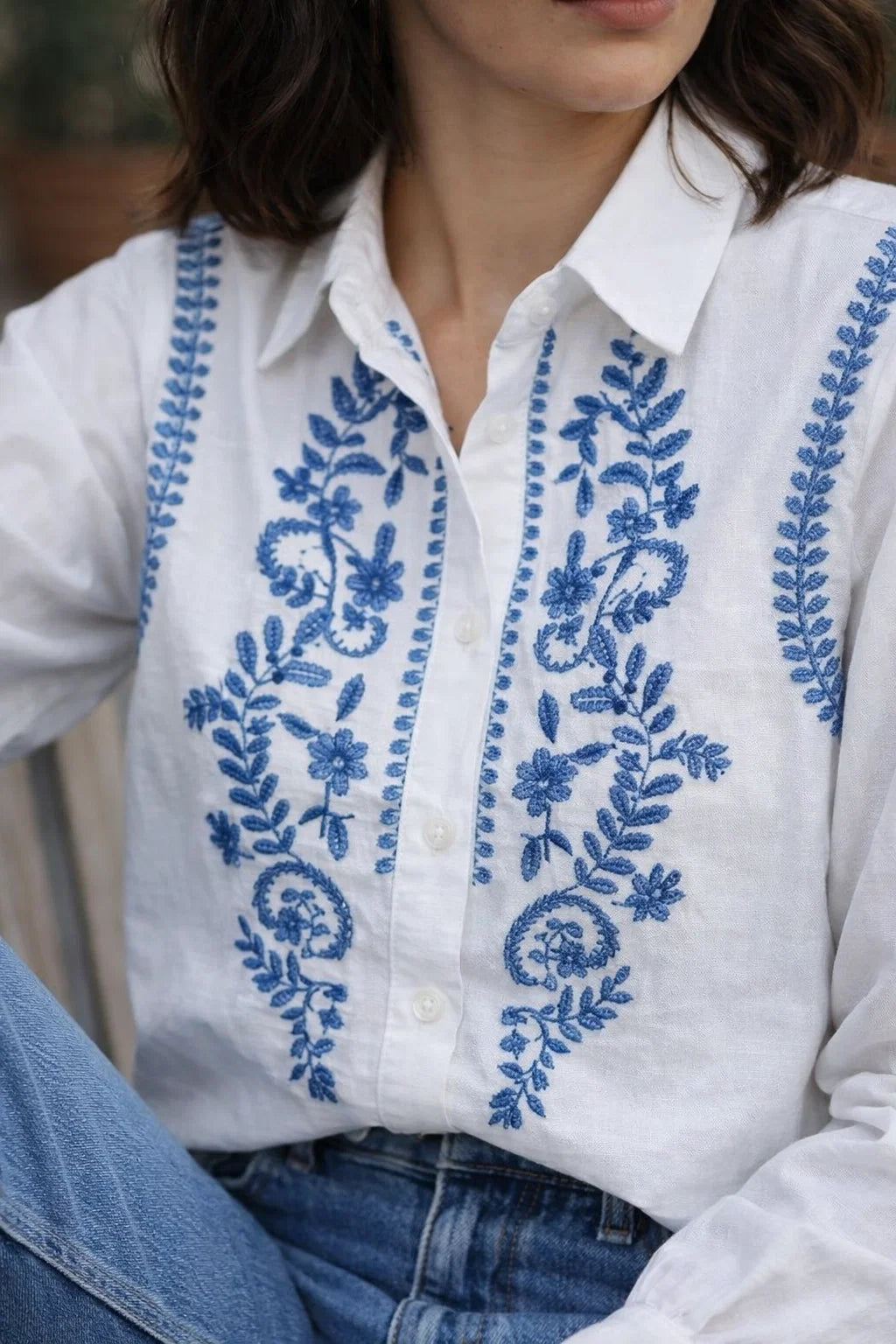 Chemise Broderie Bleue ou Rose