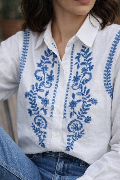 Chemise Broderie Bleue ou Rose
