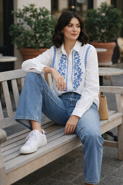 Chemise Broderie Bleue ou Rose