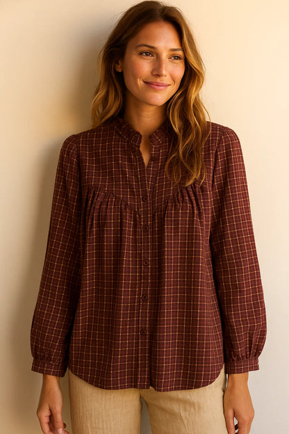 Chemise à Carreaux Rétro Bordeaux