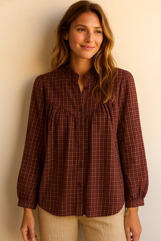 Chemise à Carreaux Rétro Bordeaux
