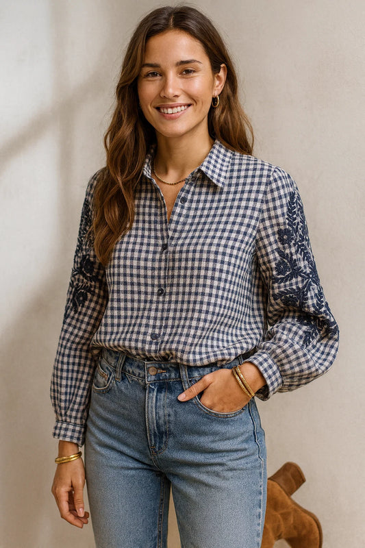 Chemise Carreaux Brodée