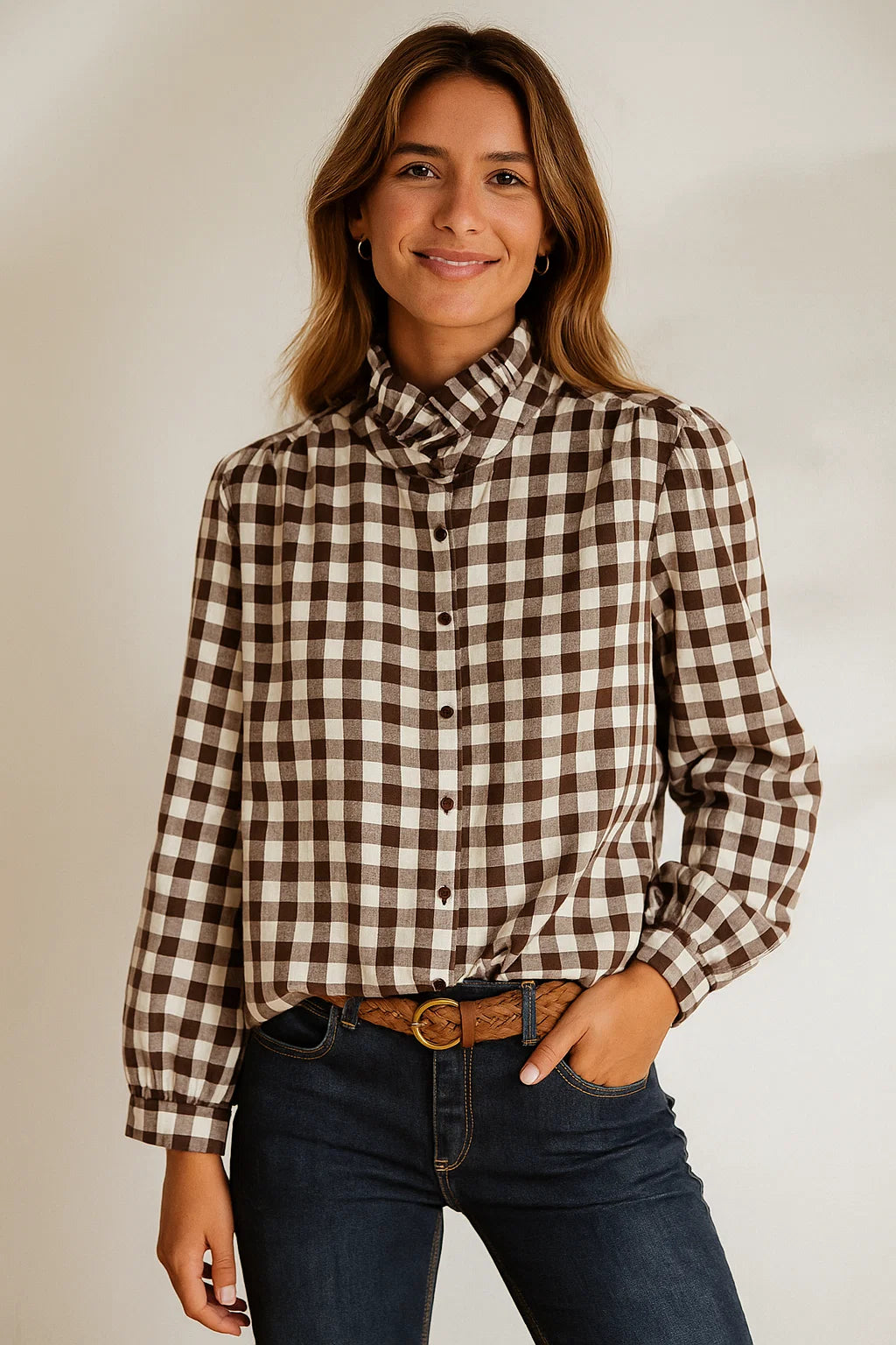 Chemise Hiver Coton Marron