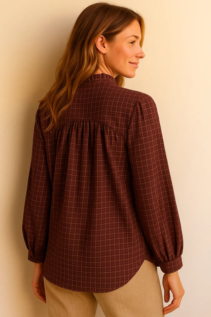 Chemise à Carreaux Rétro Bordeaux