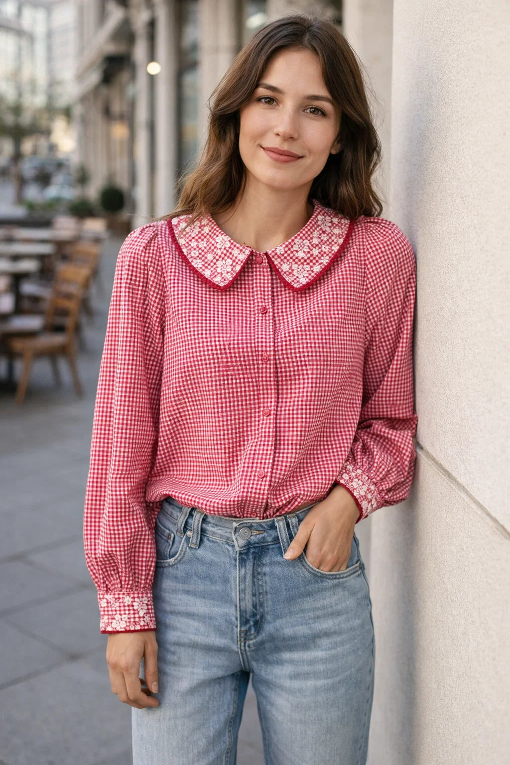 Chemise Vichy Col Claudine