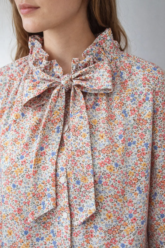 Chemise Fleurie Col Lavallière