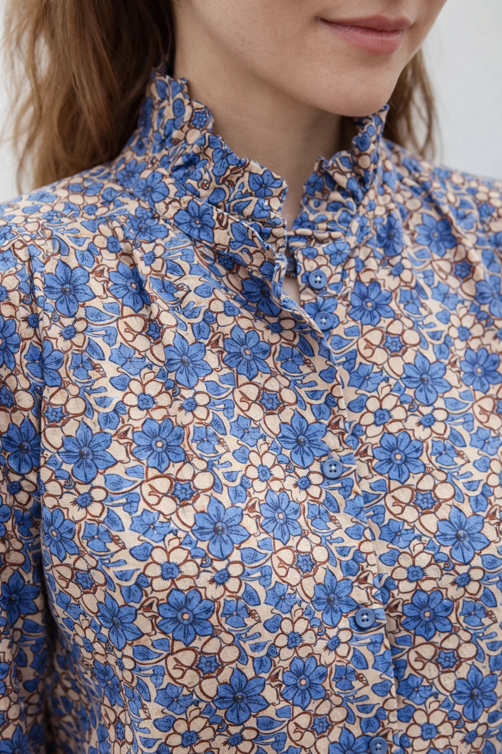 Robe Imprimée Fleurs Bleues