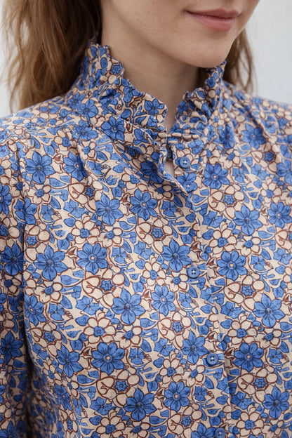 Robe Imprimée Fleurs Bleues