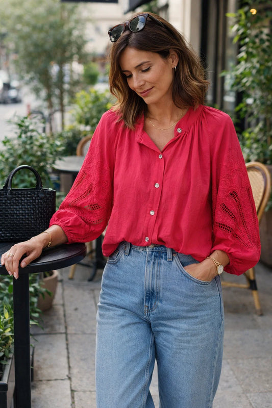 Chemise Manches Brodées Ballons