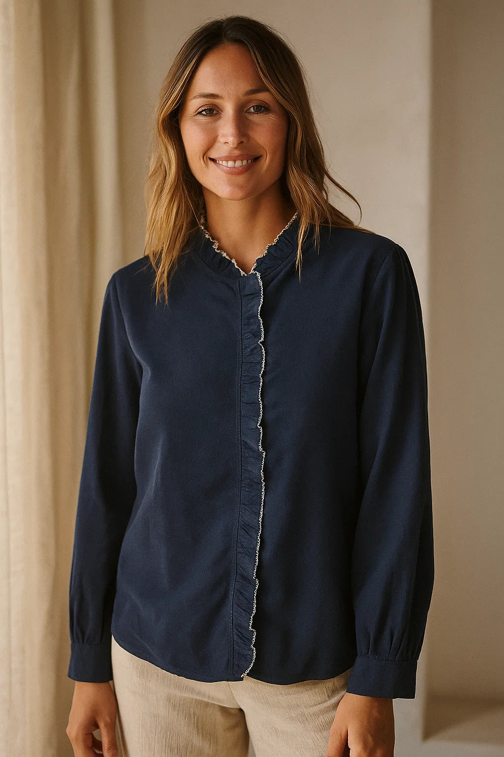 Chemise Col Volanté