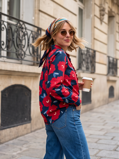 Chemise Gaëlle - Fleurie Marine