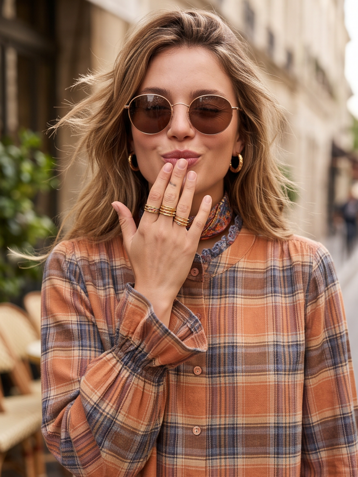 Chemise Faustine - Carreaux Camel