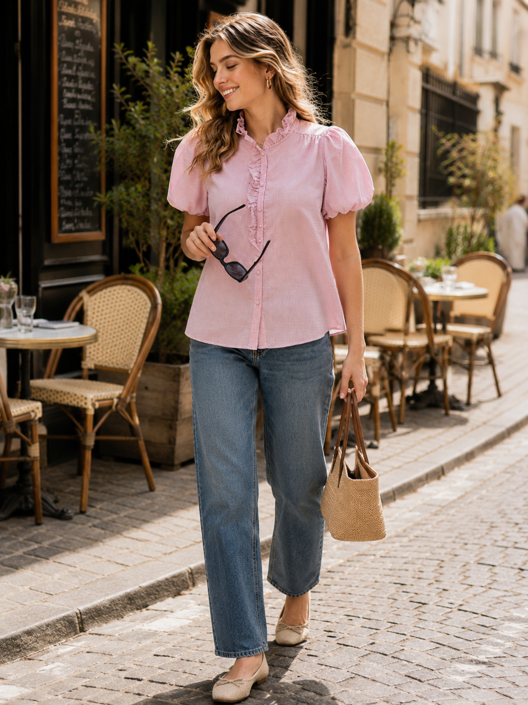 Chemise Vichy Manches Bouffantes