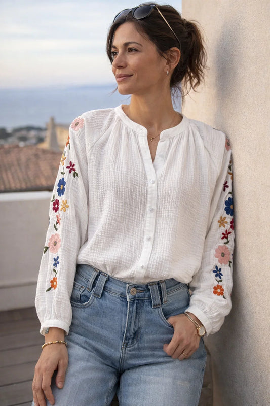 Chemise Manches Brodées