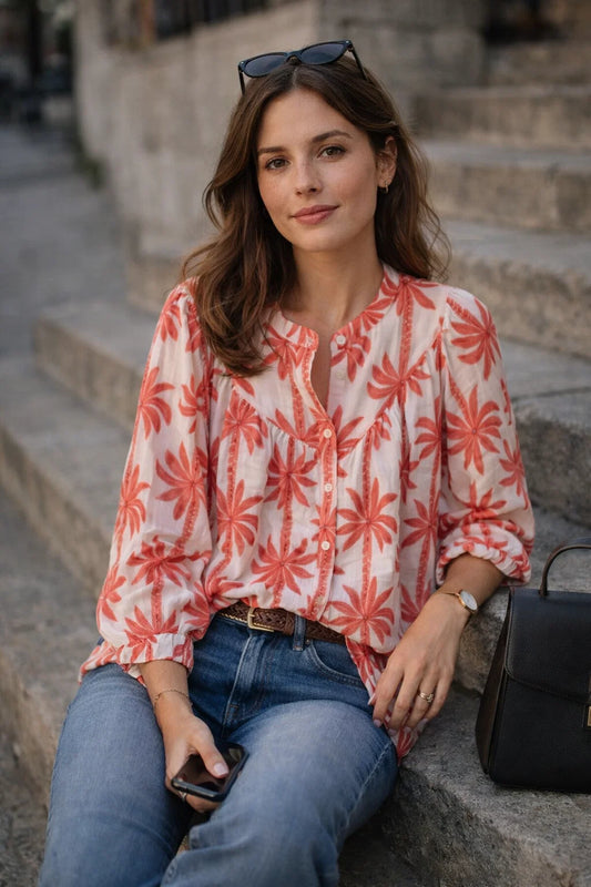 Chemise Palmier Corail