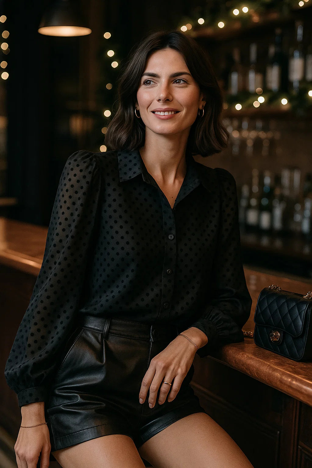 Chemise Plumetis Noir ou Marron