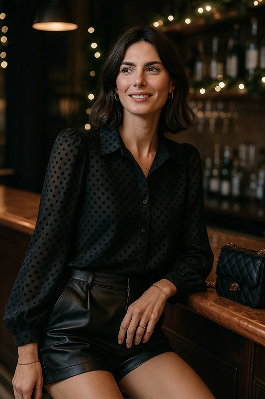 Chemise Plumetis Noir ou Marron