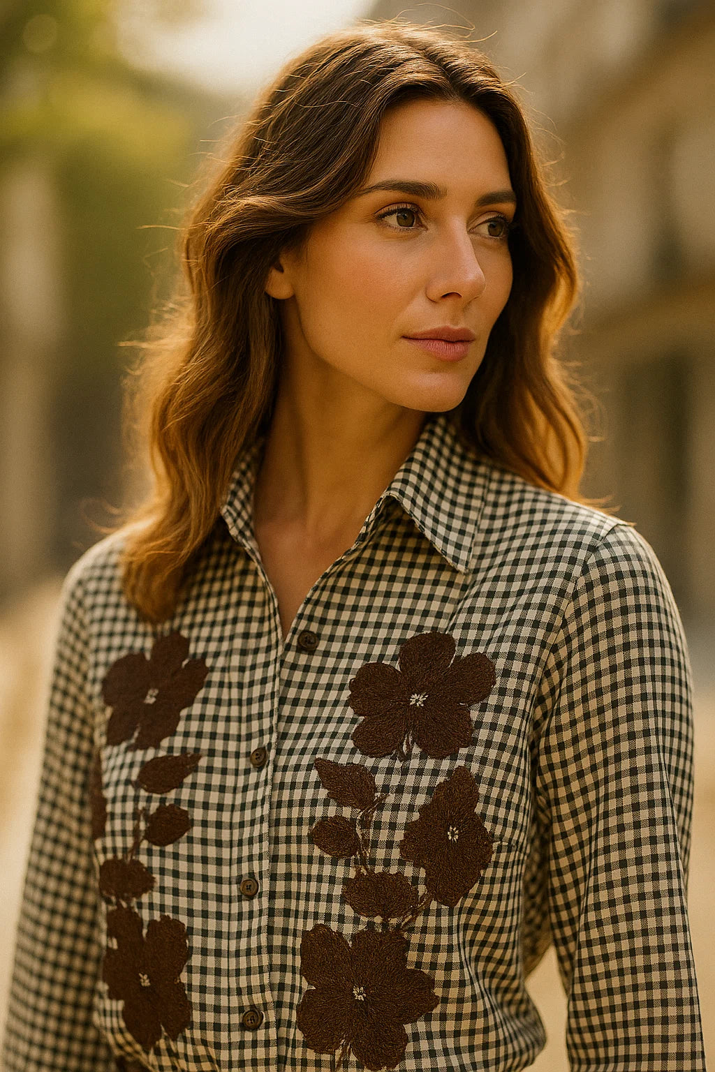 Chemise à Carreaux Brodée
