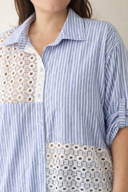 Chemise Rayures Dentelle Taille 44-50