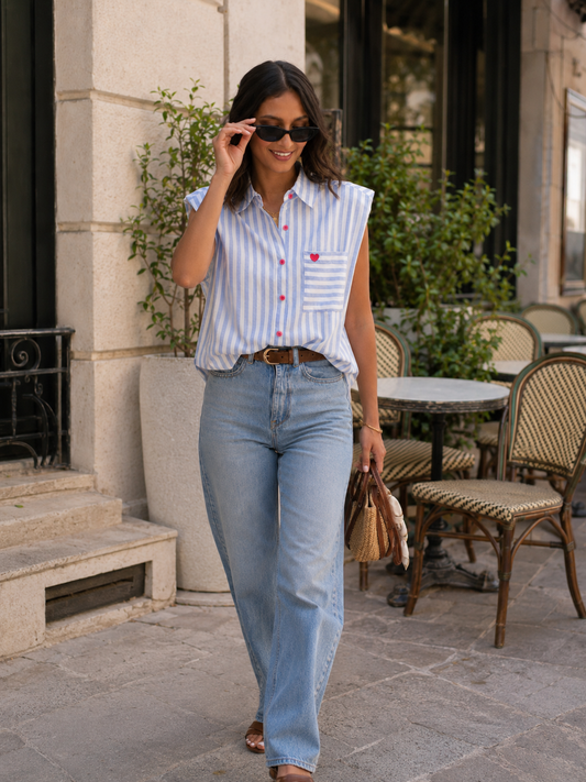 Chemise Rayée Coeur