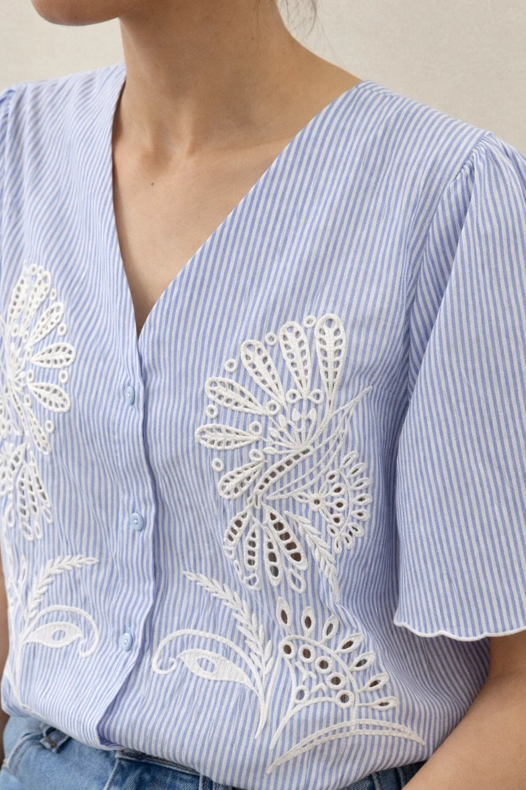 Chemise Rayée Brodée